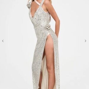 For Love And Lemons Silver Maxi Dress